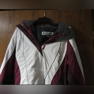 Columbia Core Interchange Jacket Womens LARGE Purple Hooded Ski Winter Snow